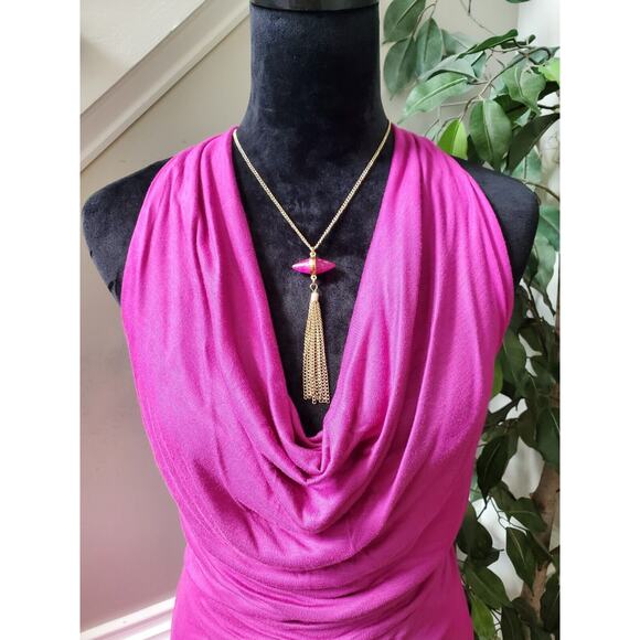 The Limited Women's Pink Rayon Cowl Neck Sleeveless Knee Length Dress Medium - Picture 11 of 13